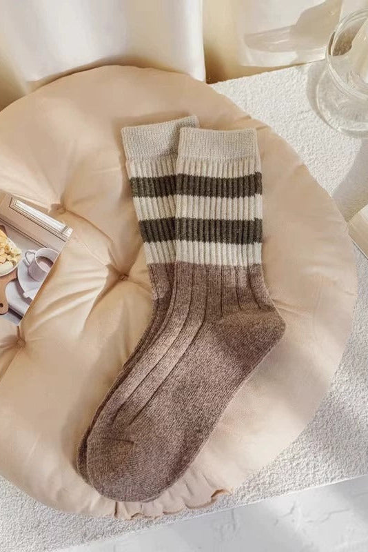 Chunky Cozy Striped Crew Socks