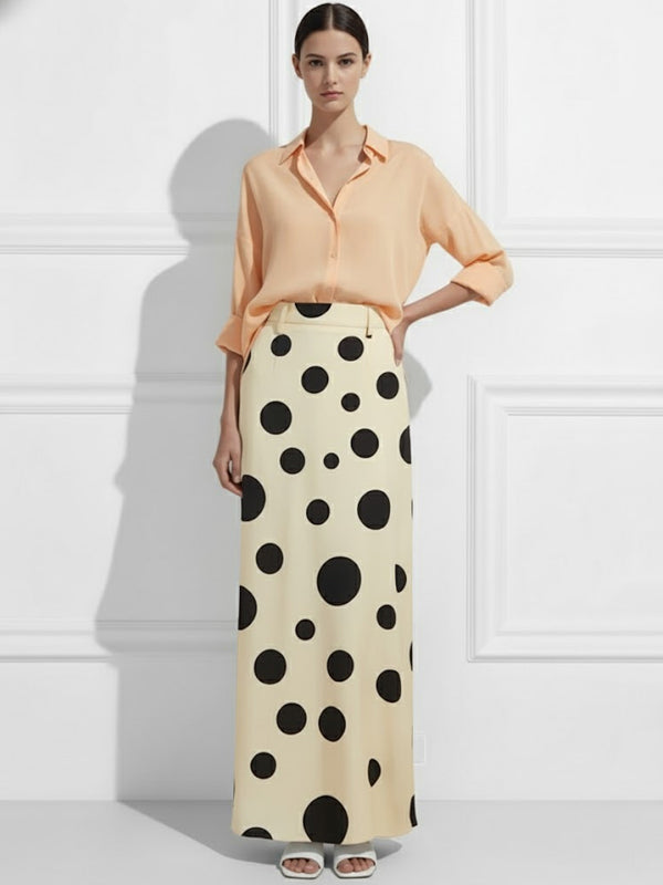 High Waisted No Belt Polka Dot Skirts Bottoms