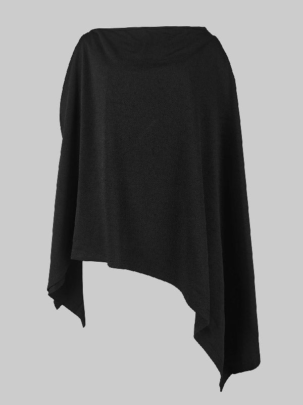 Batwing Sleeves Loose Asymmetric Solid Color One-Shoulder Blouses&Shirts Tops