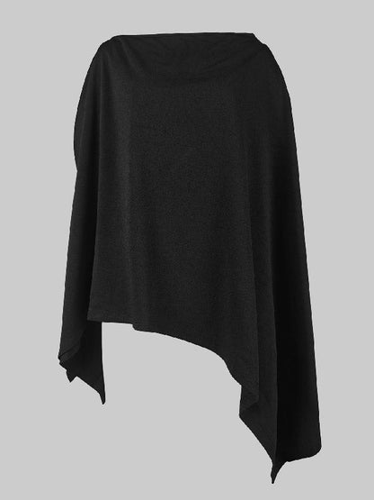 Batwing Sleeves Loose Asymmetric Solid Color One-Shoulder Blouses&Shirts Tops