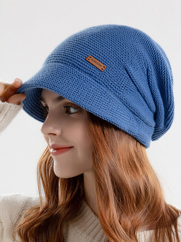 Flat Brim Solid Color Split-Joint Hats Knitted Hats