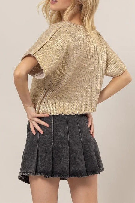 Metal Coated Knit Sweater
