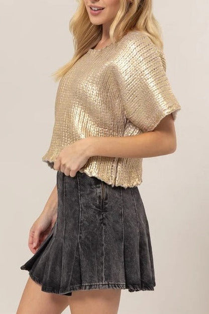 Metal Coated Knit Sweater