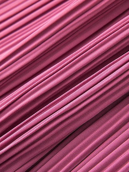 A-Line Loose Elasticity Pleated Solid Color Split-Joint Skirts