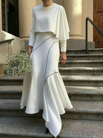 Jupes asymétriques amples à imprimé asymétrique et à fentes 