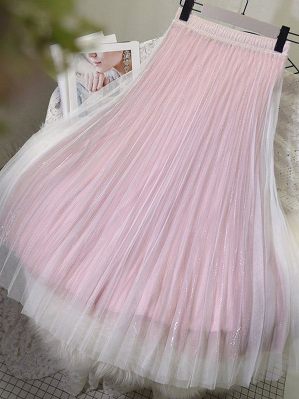 Jupes plissées urbaines en maille à taille élastique et coupe trapèze 