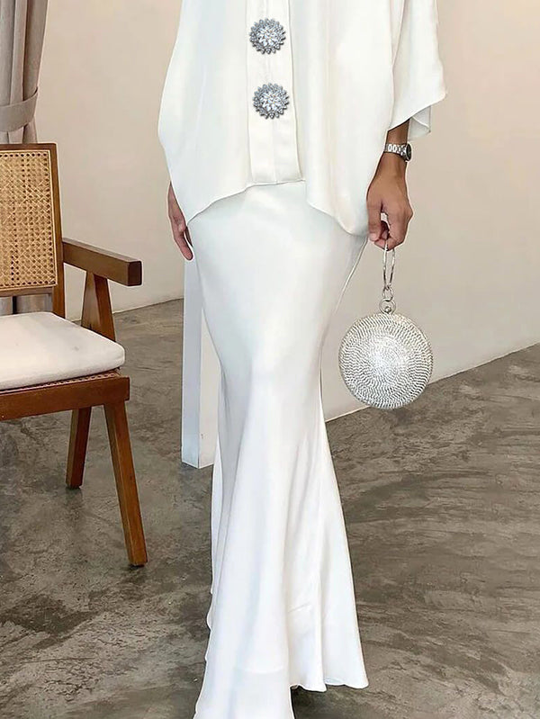 High Waisted Solid Color Skirts Bottoms