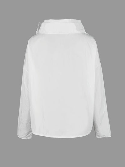 Solid Color Loose Long Sleeves Stand Collar Outerwear Jackets&Coats