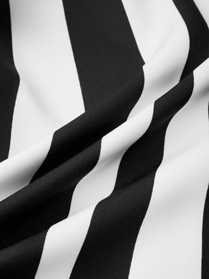 Pantalon taille haute ample à rayures et taille nouée 