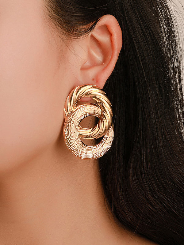 Geometric Hollow Solid Color Drop Earrings GOLD One_size