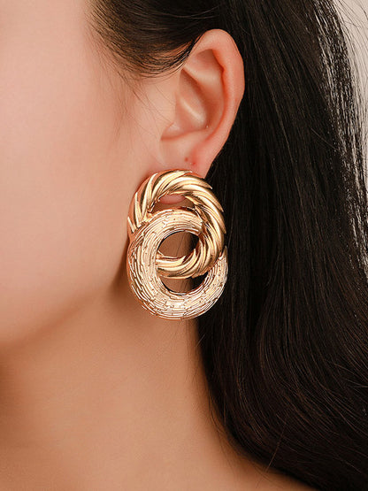 Geometric Hollow Solid Color Drop Earrings GOLD One_size