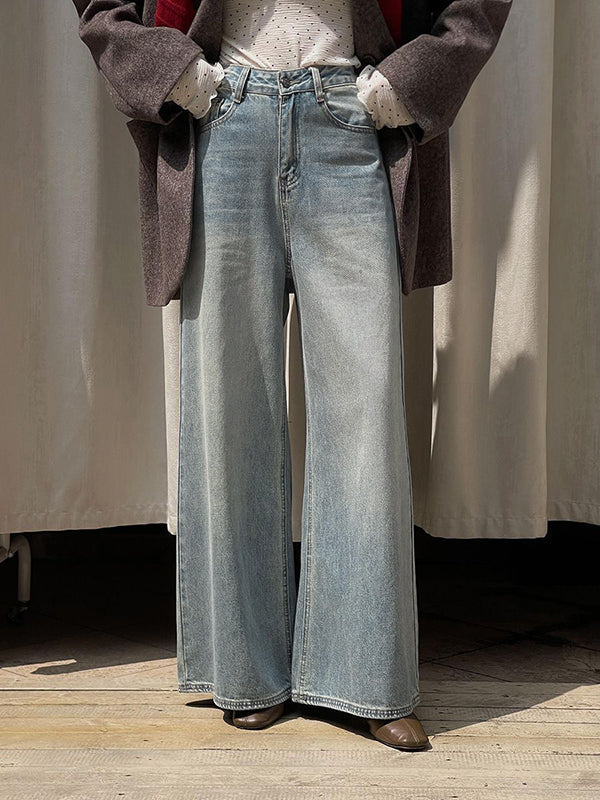 High Waisted Loose Pockets Jean Pants Bottoms