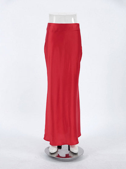 Mermaid Solid Color Zipper Skirts Bottoms