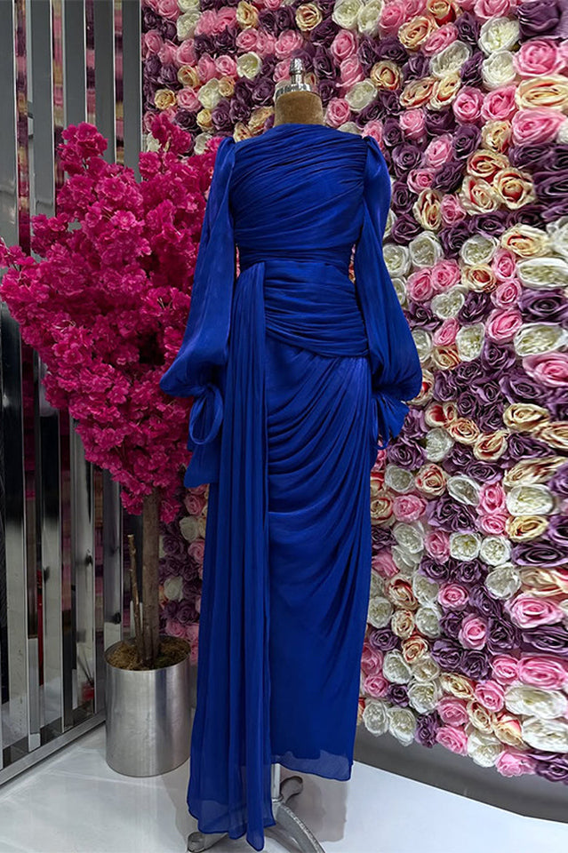 Sonia Lantern Sleeve Ruched Maxi Dress