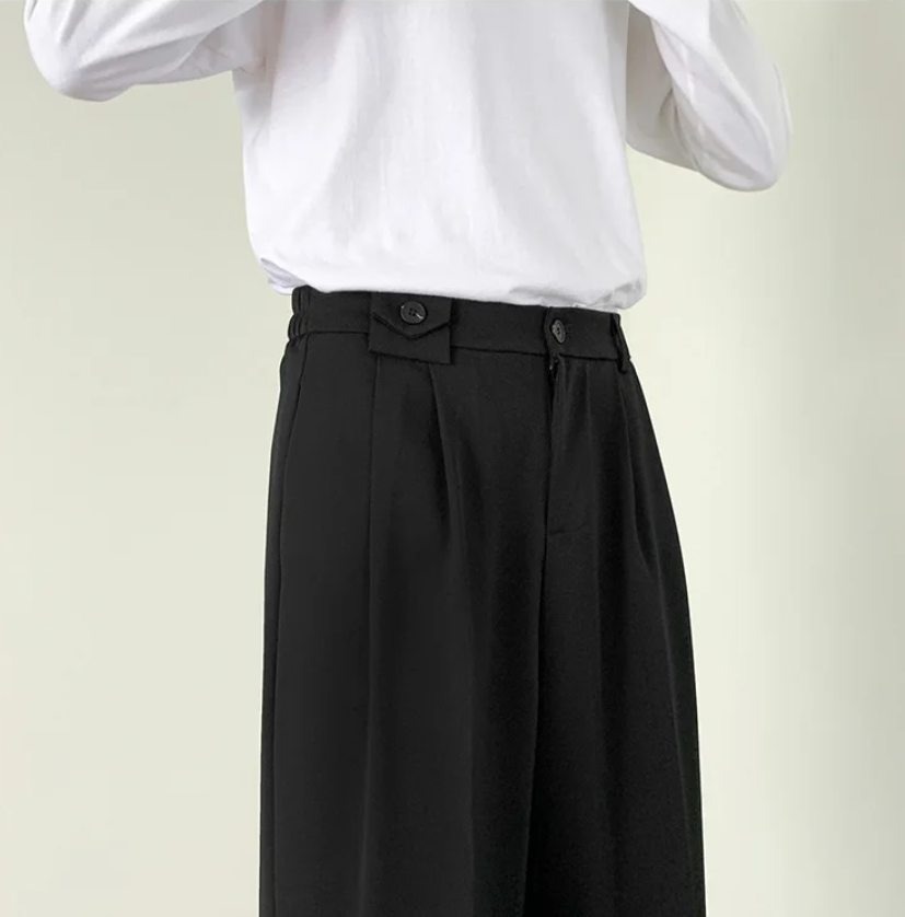 Men Plain Wide Leg Dress Pants | Business Casual Pants | Slim-Fit Trousers