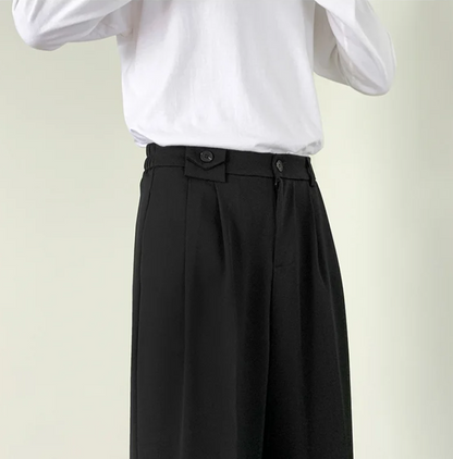 Men Plain Wide Leg Dress Pants | Business Casual Pants | Slim-Fit Trousers