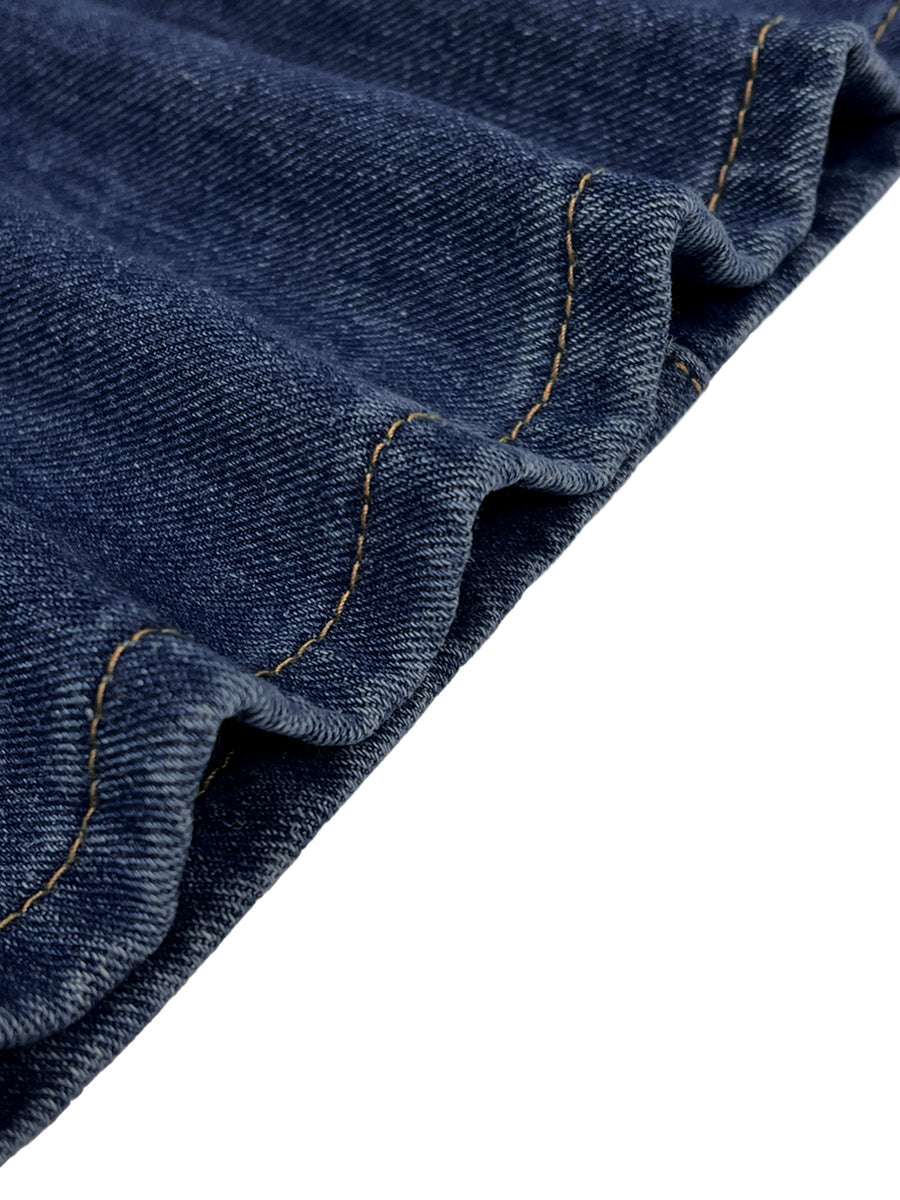 Split-Joint Pockets Hollow Geometric Buttoned Wide Leg Loose Jean Pants Bottoms