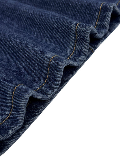 Split-Joint Pockets Hollow Geometric Buttoned Wide Leg Loose Jean Pants Bottoms