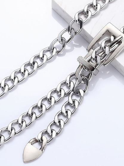 Buckle Chains Solid Color Belts
