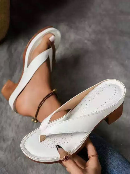 Square Heel Open Toe Flip Flops Sandals