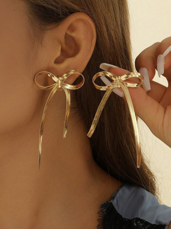 Bowknot Solid Color Drop Earrings