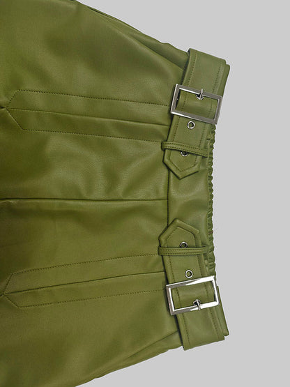 A-Line Loose Belted Solid Color Skirts Bottoms