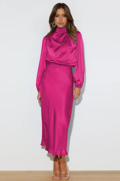 From The Source High Neck Bridal Dress Fuchsia