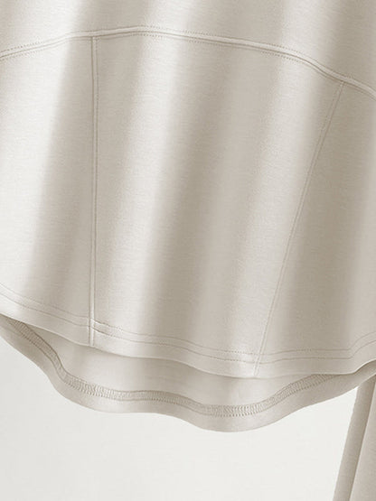 High-Low Long Sleeves Elasticity Solid Color Split-Joint Hooded Pajama Sets