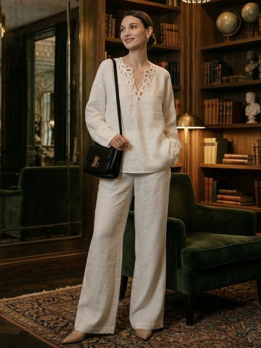 High Waisted Elasticity Pockets Solid Color Tied Waist Pants Trousers