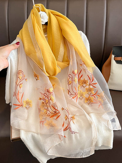 Embroidered Keep Warm Shawl&Scarf YELLOW One_size