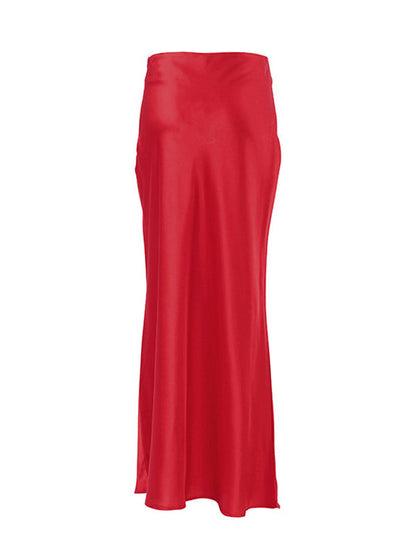 Mermaid Solid Color Zipper Skirts Bottoms