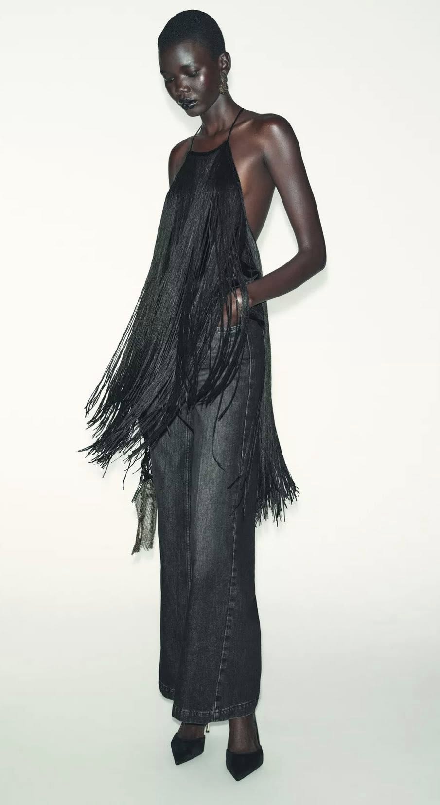 Women Long Tassel Top | Halter Neck | Sleeveless | Backless