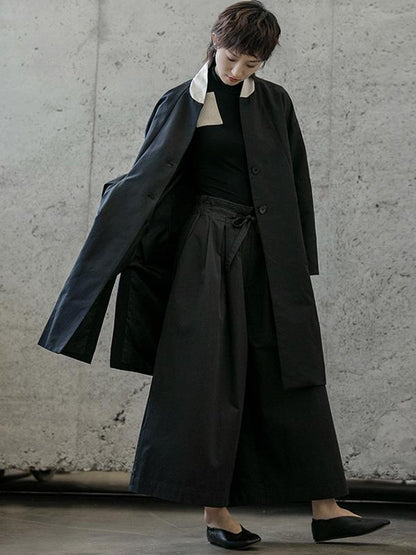 Pantalon décontracté à jambes larges style bandage rétro 