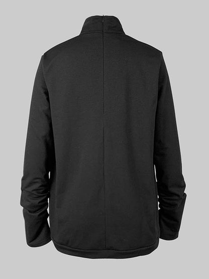 Long Sleeves Loose Contrast Color Printed High Neck T-Shirts Tops