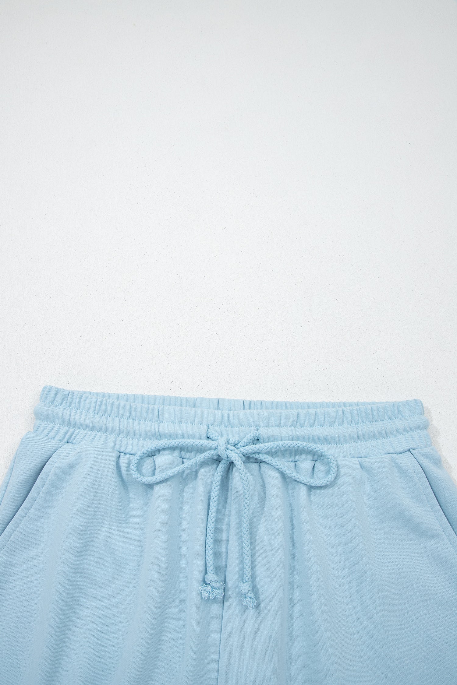 Sea Green Solid Color Loose Tee Drawstring Shorts 2pcs Outfit