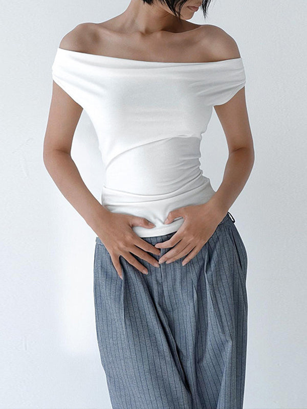 T-shirt ample, moulant, dos nu, à lacets, transparent, couleur unie, fendu, épaules dénudées 