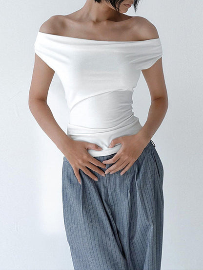 T-shirt ample, moulant, dos nu, à lacets, transparent, couleur unie, fendu, épaules dénudées 