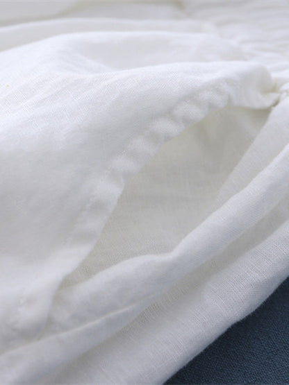 Einfache, lockere, einfarbige Knickerbocker aus Leinen mit weitem Bein und Kordelzug 