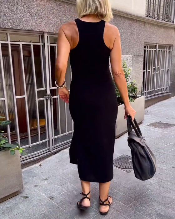 Casual Sleeveless Slim Slit Dress