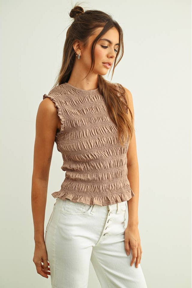 Sleeveless with All Over Smocking Top