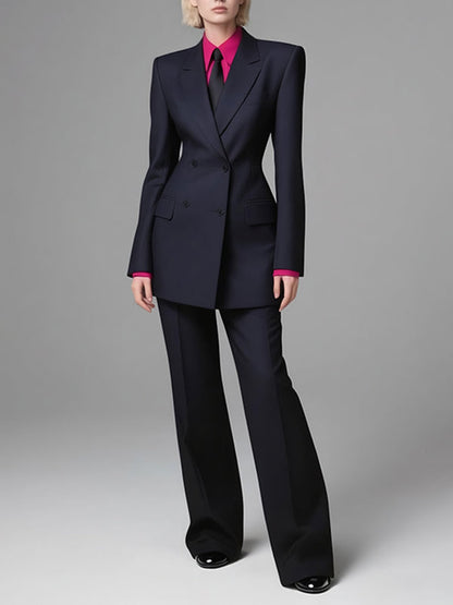 High Waisted Solid Color Suit Pants