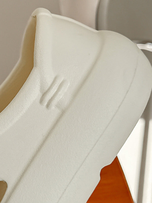 Hollow Round Cut Solid Color Crocs Platform Shoes Sandals