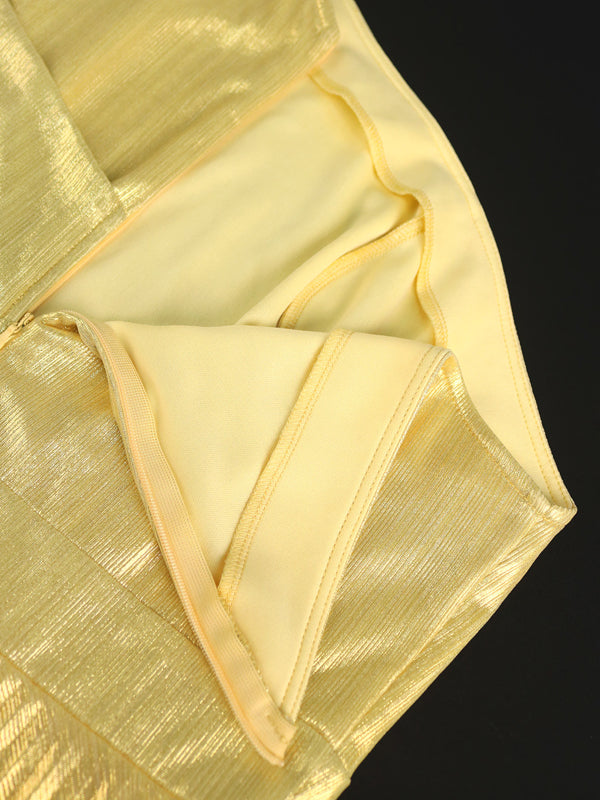 A-Line High Waisted Asymmetric Pleated Shiny Solid Color Split-Joint Zipper One-Shoulder Maxi Dresses