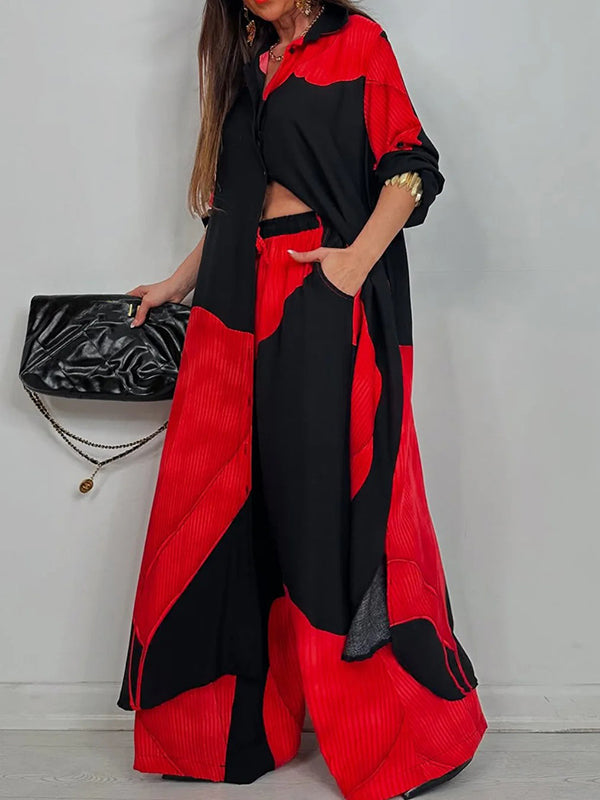 High Waisted Wide Leg Drawstring Elasticity Floral Printed Split-Joint Pants Trousers