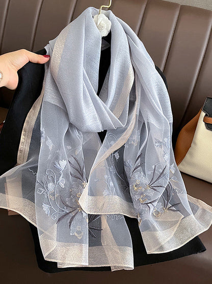 Embroidered Keep Warm Shawl&Scarf LIGHT GRAY One_size