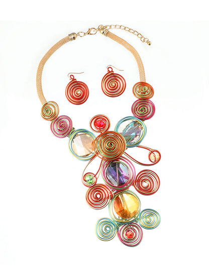 Artisan Gemstone Wirework Necklace & Earring Set