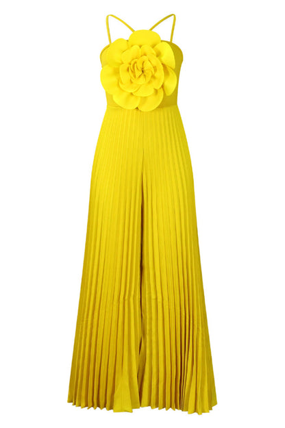 Jessica Flower Applique Pleated Jumpsuit