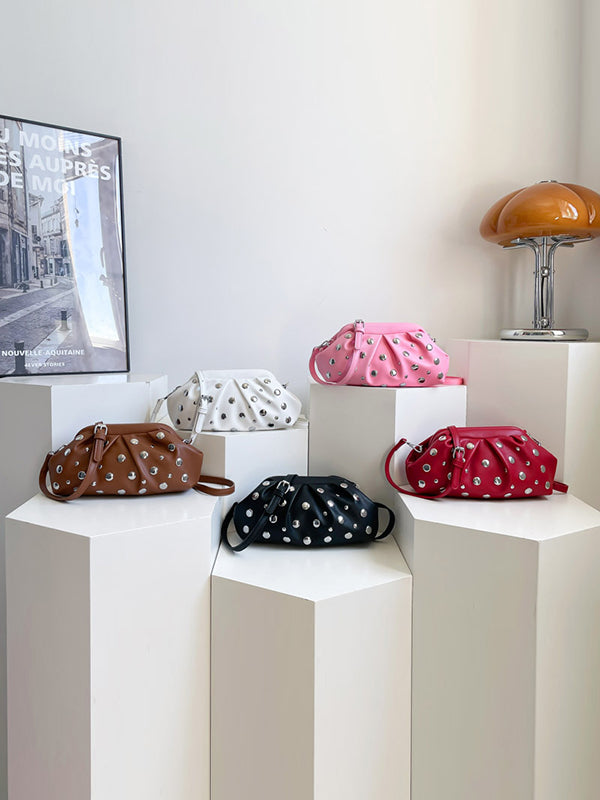 Pleated Rivet Split-Joint Mini Bags Shoulder Bags
