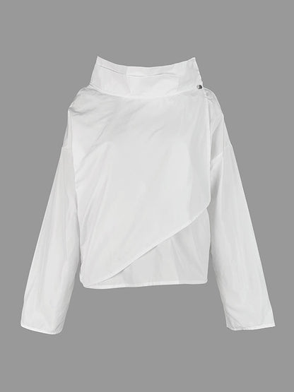 Solid Color Loose Long Sleeves Stand Collar Outerwear Jackets&Coats