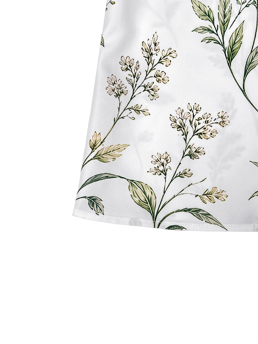 Long Sleeves Ruffle Sleeves Buttoned Flower Print Lapel Blouses&Shirts Tops